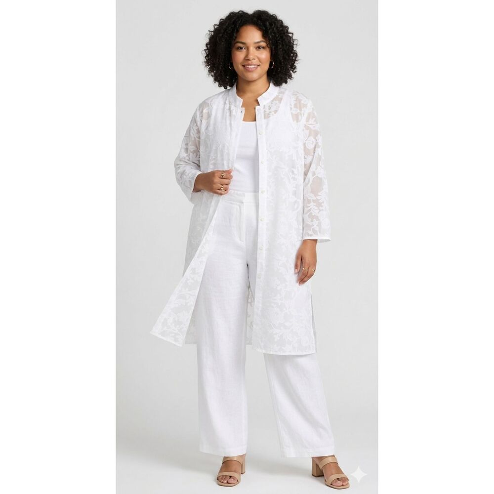 Units Woman Vintage White Burnout Floral Fairy Duster Long Blouse Plus Sz 1X